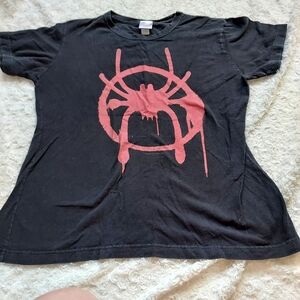 Spider-Man Marvel Black Scoopneck T-shirt - Large Action Superhero
